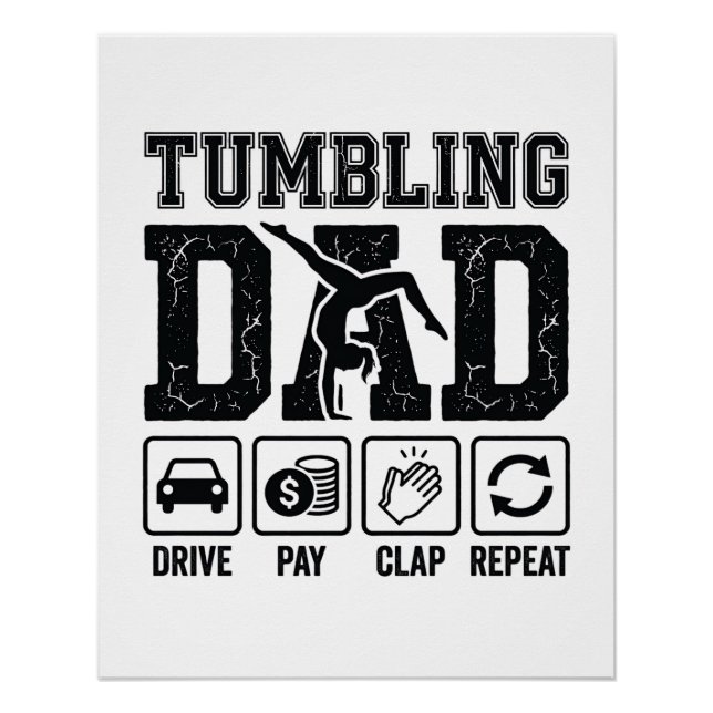 Póster Camisa Tumbling Pai Dirige Paga Bate Repete Design (Frente)