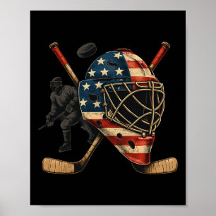 Poster Camisa Usa Helmet Goalie Hóquei No Gelo 4 De Julho