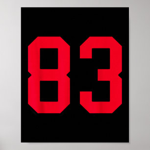 Poster Camisa Vermelha e Preta Número 83 Uniforme do Joga
