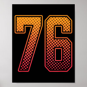 Poster Camisa Vermelha Laranja Esportes Número 76 Uniform