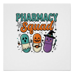 Póster Camisa Vetorial Vintage de Halloween da Equipe de