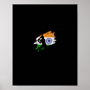 Poster Camisa Vintage Bandeira Índia Críquete Presente