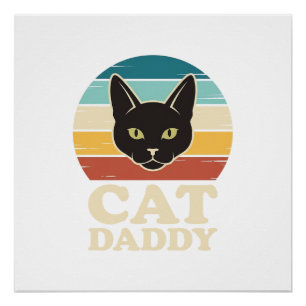 Póster Camisa Vintage Cat Daddy Black Cat Retro Sunset De