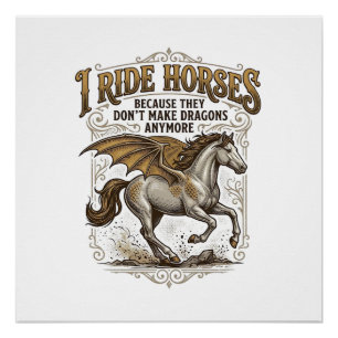 Póster Camisa Vintage Cavalo Dragão Fantasia Piloto Desig