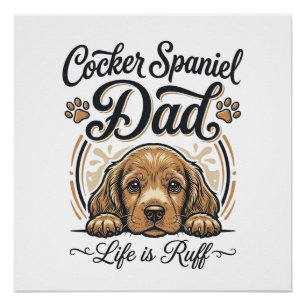 Póster Camisa Vintage de Cachorro Cocker Spaniel Pai Vida
