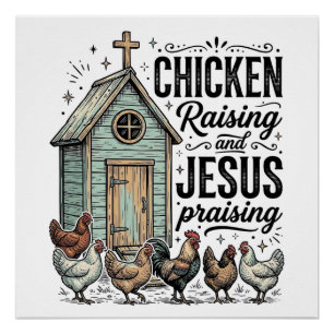Póster Camisa Vintage de Fazenda Criando Frango Elogiando