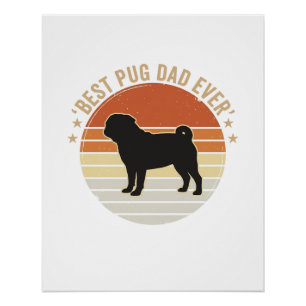 Póster Camisa Vintage Melhor Pai Pug de Sempre Amante de