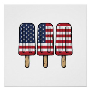 Póster Camisa Vintage Patriótica com Design de Bandeira d