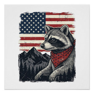 Póster Camisa Vintage Patriótica de Bandeira de Montanha