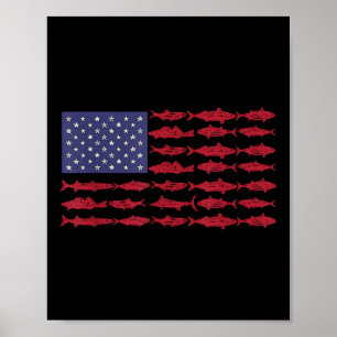 Poster Camisa Vintage Usa Peixe Bandeira Americana Presen