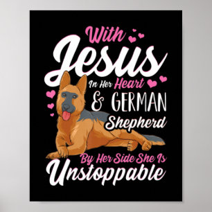Poster Camisas De german shepherd Para Mulheres Com Jesus