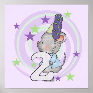 Póster Camisas e presentes de segundo aniversário do rato