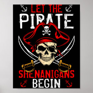 Poster Camisas engraçadas esqueleto cruzados pirata