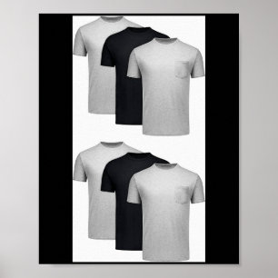 Poster Camisas Hanes para Homens, 6 unidades, Cool &