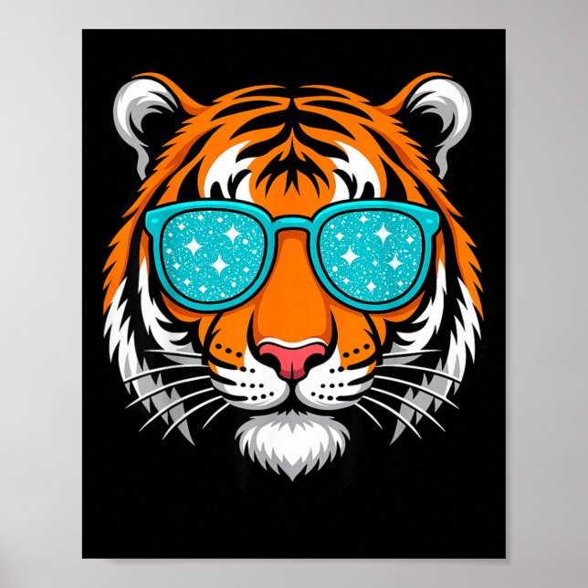 Poster Camisas Legais Para Meninos, Óculos de Sol do Tigr (Frente)