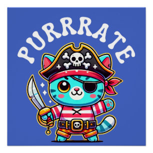Póster Camisas Piratas   Presente de Gato-Pão   Corte de 