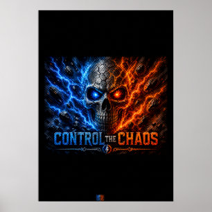 Poster Camiseta 3D Caveira Fogo vs Gelo –