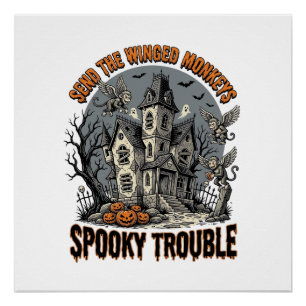 Póster Camiseta Assustadora do Halloween dos Macacos Alad