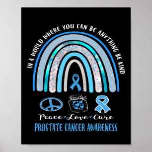 Poster Camiseta Azul do Câncer de Próstata Paz Amor Sinal