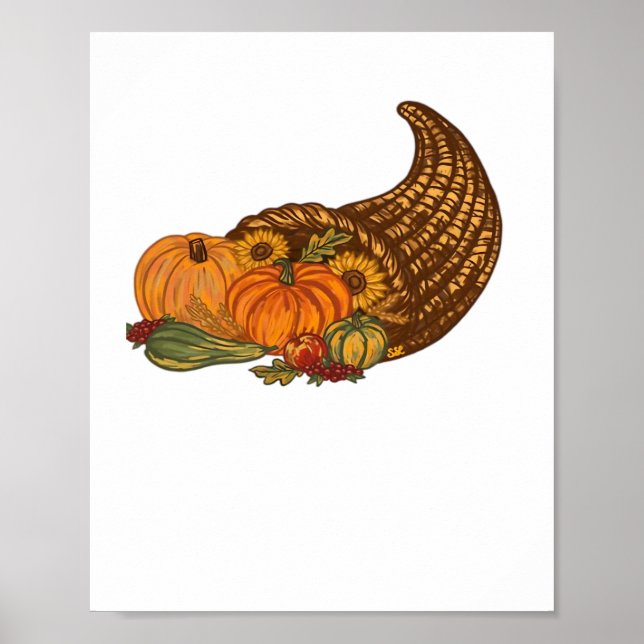 Poster Camiseta Clássica de Ação de Graças Cornucopia (Frente)