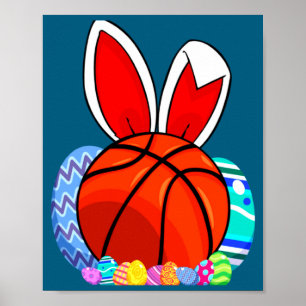 Poster Camiseta coelhinho da Páscoa de basquete para cria