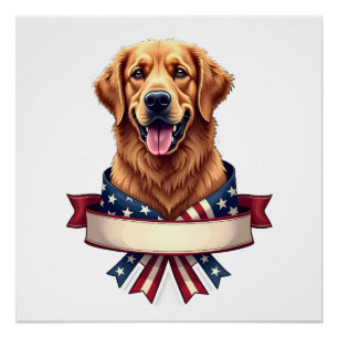 Póster Camiseta com Faixa de Fita do Golden Retriever Pat