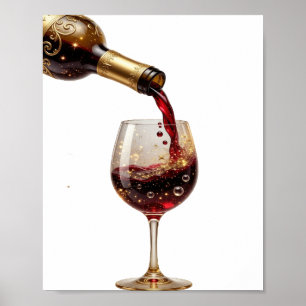 Poster Camiseta com Slogan de VINHO TINTO Bold Gold