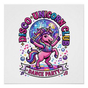 Póster Camiseta Comercial do Unicorn Disco Unicorn Club G