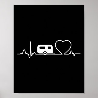 Poster Camiseta Coração de Trailer de Camping Férias ao A
