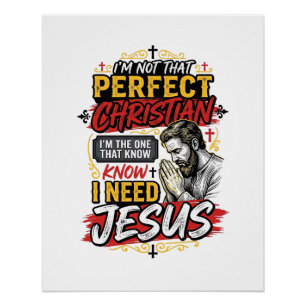 Póster Camiseta Cristã Vintage Eu Preciso de Jesus Design
