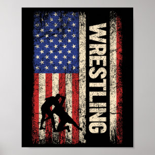 Poster Camiseta da bandeira americana Wrestling Usa Wrest