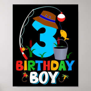 Poster Camiseta de Aniversário de 3 Anos para Meninos Pes
