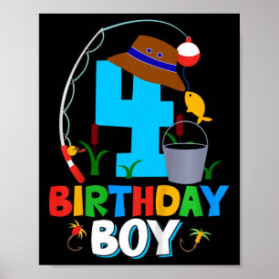 Poster Camiseta de aniversário de 4 anos para menino Pesc
