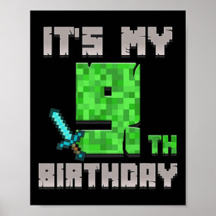 Poster Camiseta de aniversário É o meu 9º aniversário Gam