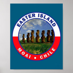Poster camiseta de aquarela da ilha de Páscoa chile