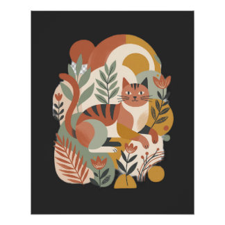 Póster Camiseta de Arte Floral Boho Retro
