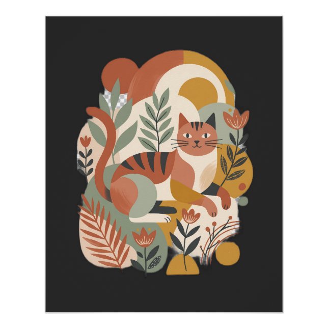 Póster Camiseta de Arte Floral Boho Retro (Frente)