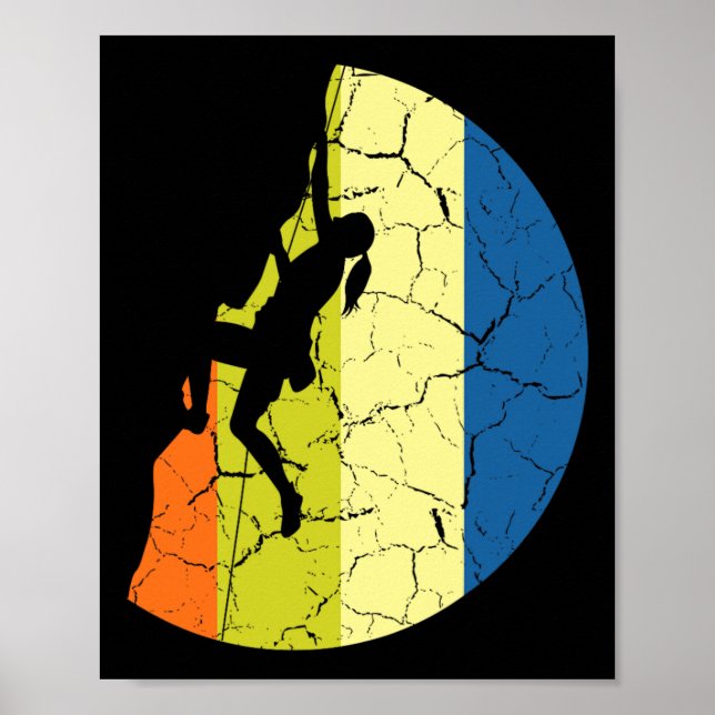 Poster Camiseta de Climber de Montanhas Retro de Escalada (Frente)