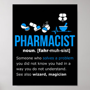 Poster Camiseta de definição de farmacêutico presente eng