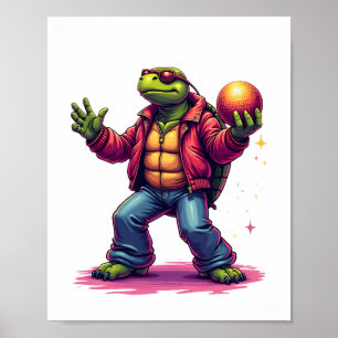 Poster Camiseta de Disco de Tartaruga Estética
