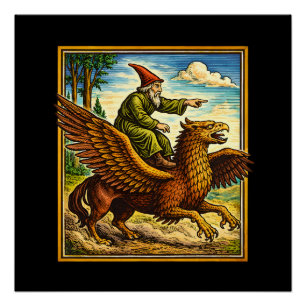 Póster Camiseta de Fantasia Retro Medieval Cavaleiro de C