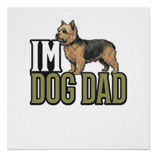 Póster Camiseta de Gravura de Terrier de Cachorro Pai Vin