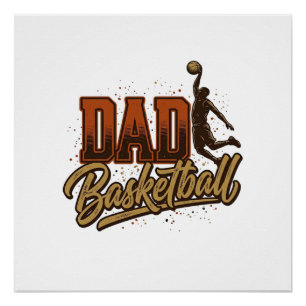 Póster Camiseta de gravura vintage de basquete do papai D