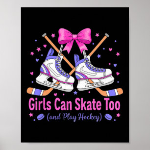 Poster Camiseta de Hockey Meninas Também Podem Patinar Ar