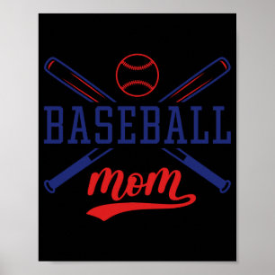 Poster Camiseta de Mãe de Beisebol