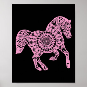 Poster Camiseta De Mandala, De Cavalo Rosa, Para Cavalos