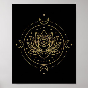 Poster Camiseta de Meditação de Previsão de Lótus Místico