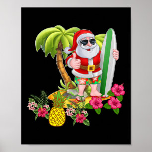 Poster Camiseta De Natal Em Julho Papai Noel Havaiano De