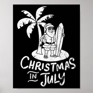 Poster Camiseta De Natal Em Julho Surfando Camiseta Do Pa