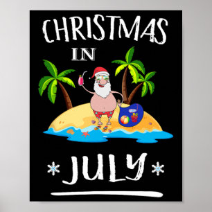 Poster Camiseta De Natal Em Julho Verão Santa Divertido E